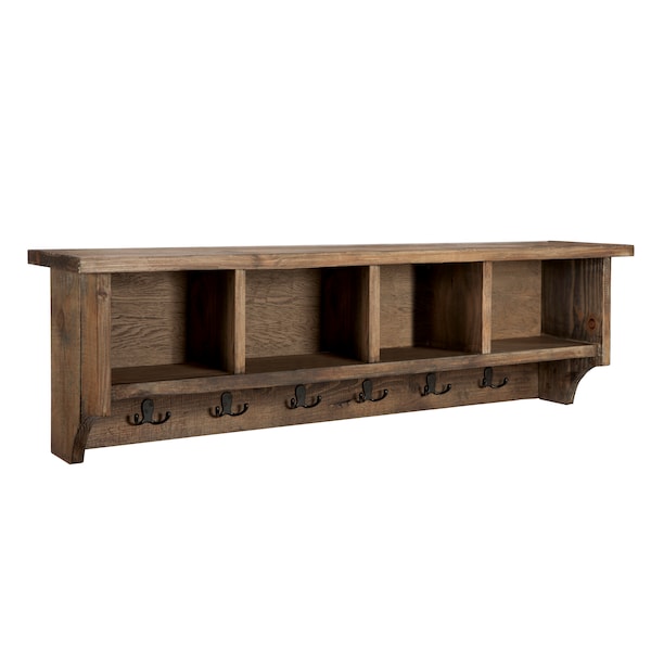 Alaterre Furniture Modesto 48" Reclaimed Wood Entryway Wall Coat Hooks with Storage Cubbies AMSA2420 - main